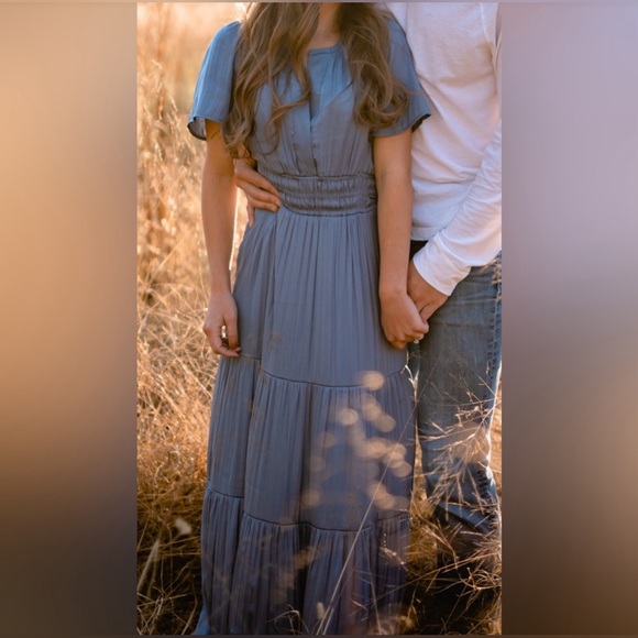 NWT Anthropologie Somerset Maeve Dress Steel Blue Satin Retired SOLD OUT & GORG! - Picture 6 of 6